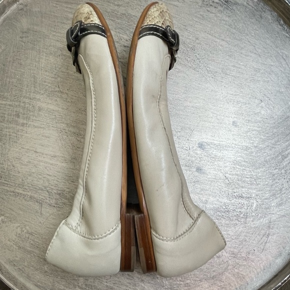 AGL Tan Leather Snakeskin Ballerina Flats Size 7 - Picture 3 of 11